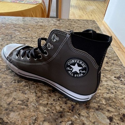 Converse Chuck Taylor All Star Leather High-Top Sneaker Gray Men's 9.5 Logo