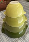 4 VTG PYREX Verde Avocado Green Cinderella Nesting Mixing Bowls Set 441-444