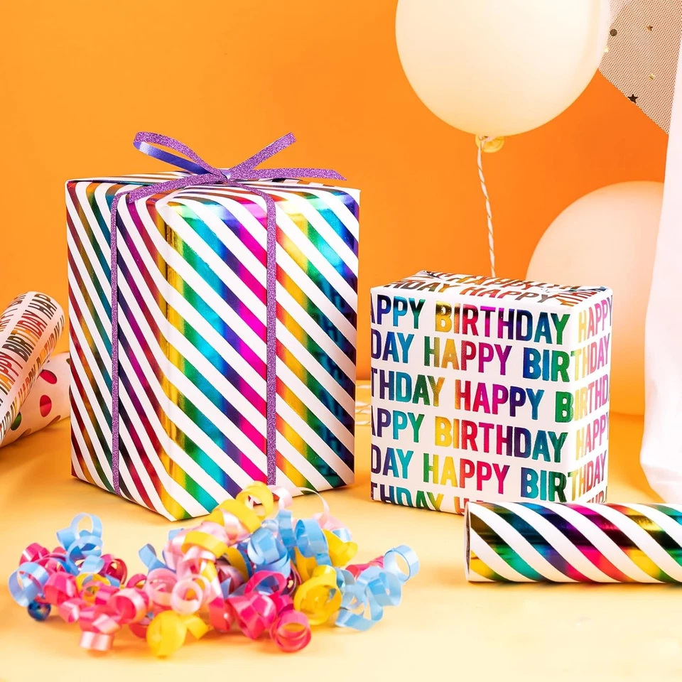 Birthday Wrapping Paper Roll - Mini Roll - 3 Rolls - 17 Inch X 120 Inch per Roll - Image 4 of 4