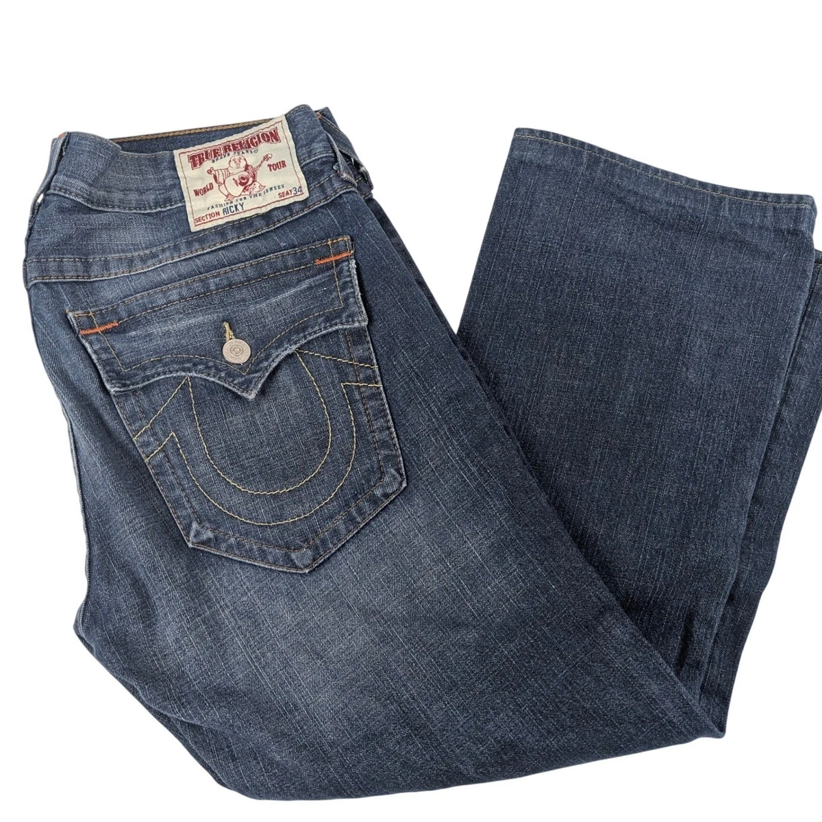 TRUE RELIGION STRAIGHT 36インチ True Religion Denim Regular 36 Size Jeans Men's 34 in Inseam for