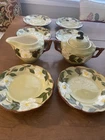 Vintage Stangl pottery White Dogwood 6 Dessert plates and cream and sugar bowl
