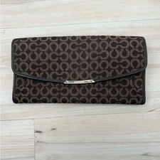 Coach Madison Slim Envelope Wallet Logo Needlepoint