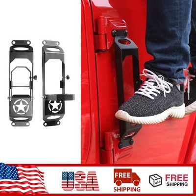 2PCS Metal Foot Peg Foldable Foot Peg Doorstep For Jeep Wrangler JK JL 2007-2018