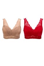 Rhonda Shear Women's 2-pack Bra Red/Sienna