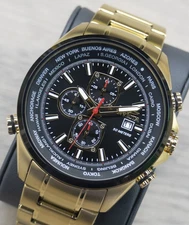 Invicta Men's Aviator Analog Quartz Chronograph Watch 50MM Case Gold Black Dial