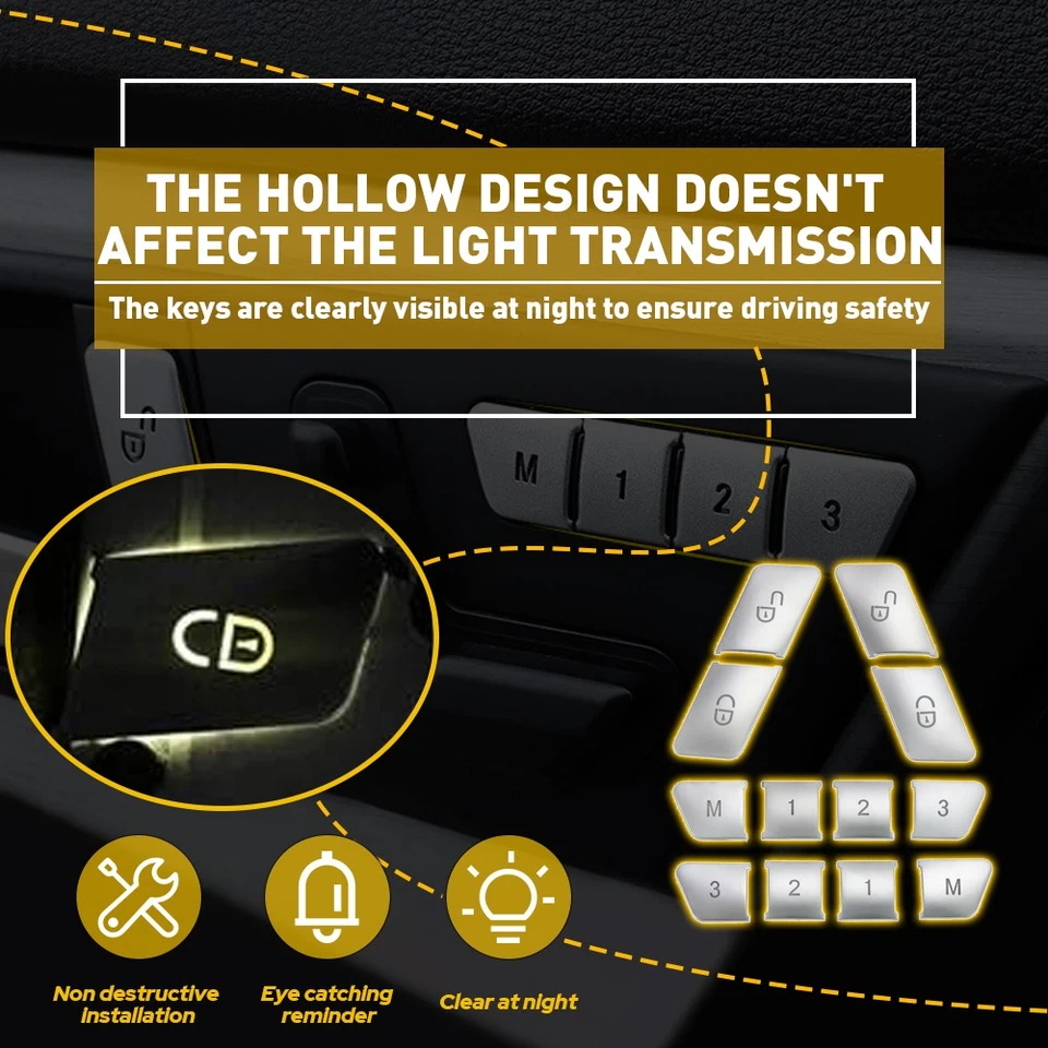 Interruptor de desbloqueo de cerradura de puerta asiento botón cubierta pegatina para juego Mercedes-Benz W204 CLA Foto 4 de 4