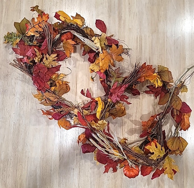2 piece 6ft Artificial Leaves Pumpkins Vines Wheat Sunflower Garland Autumn/Fall