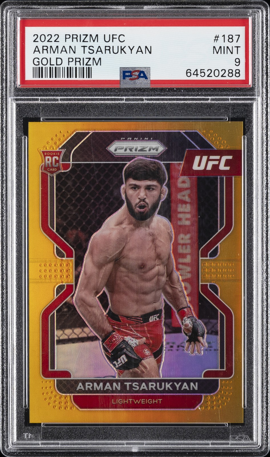 2022 PANINI PRIZM UFC GOLD PRIZM #187 ARMAN TSARUKYAN 8/10 PSA 9