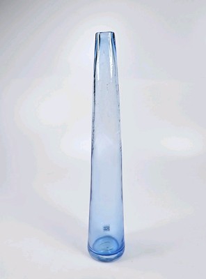 Blenko Vintage Two Thirds Crackle Light Blue Vase 15 Inch 8817S Retro 