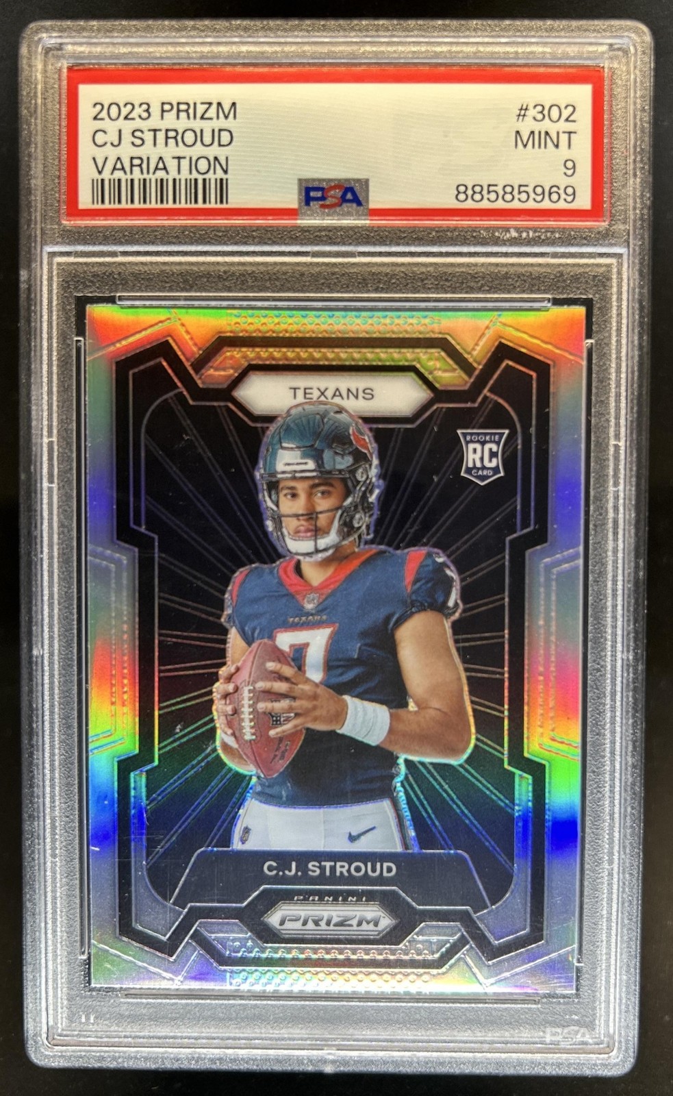 2023 Panini Prizm C.J. Stroud Rookie Variations RC Prizm Silver #302 PSA 9 view 1