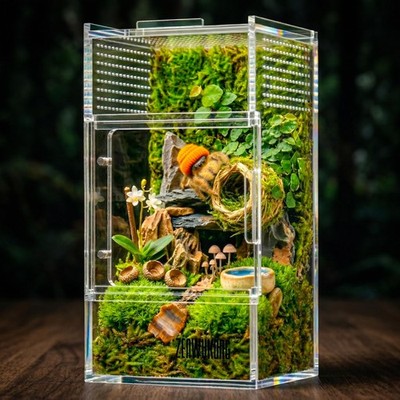 Jumping Spider Enclosure - Acrylic Terrarium Habitat for Spiders, Tarantulas, Sn