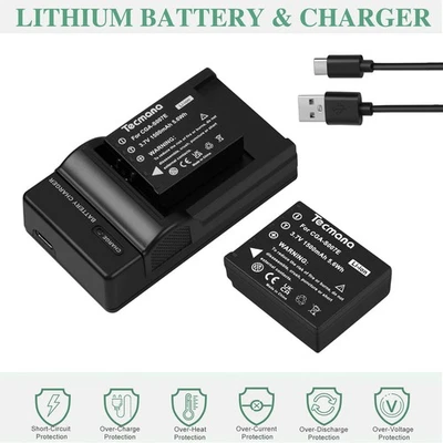 TECMANA 2X Batteria per Panasonic Lumix DMC-TZ1 DMC-TZ2 DMC-TZ3 DMC-TZ4 DMC-TZ5 + Caricabatterie