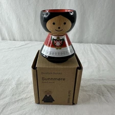 LUCIE KAAS Egg Cup Bordfolk Bunad Girl Sunnmore Handpainted Beech Wood New InBox