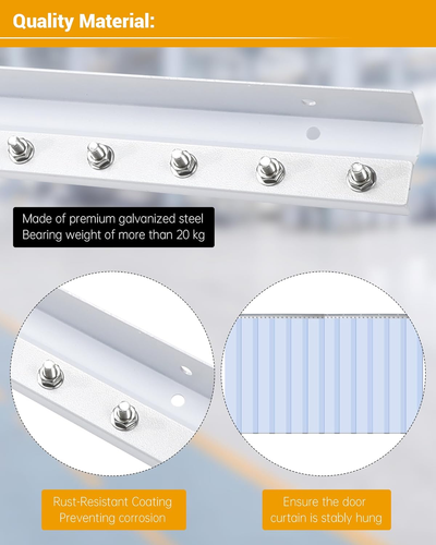 16 Foot Strip Curtain Door Hardware, Commercial Industrial Use Plastic Strip Doo - 第 4/7 張圖片