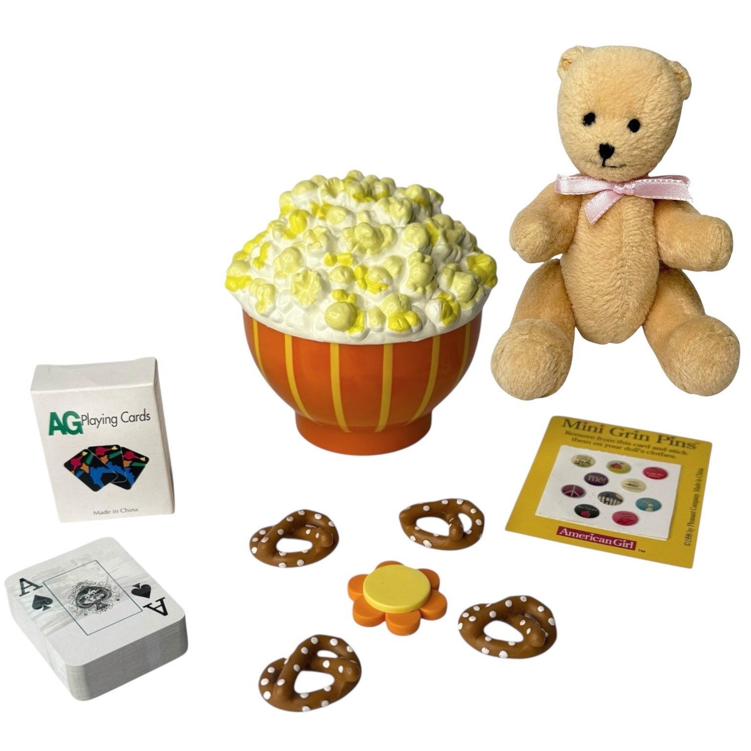 American Girl Nighttime Treats Pleasant Company Bear Popcorn Deck Cards Pretzels