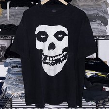 Vintage 90s Original Misfits Fiend Skull Big Print Goth Punk Music Band Tee XL