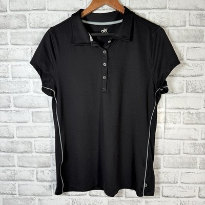 Alo CoolFit Black Athletic Polo Shirt Womens Size L