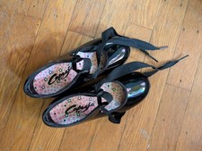 Capezio Black Patent Jr Tyette Tele-Tone Tap Shoes N625C Girls Size 10.5