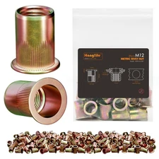 Rivet Nut, M12 Metric Rivnut - Flat Head Nutserts, Zinc Plated Carbon Steel K...