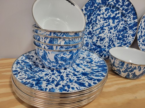 Golden Rabbit Cobalt Swirl Enamelware Dinnerware --- PICK --- - Picture 7 of 17