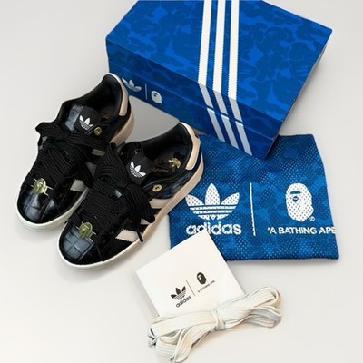   Size 9 BAPE x Adidas Campus 00s  World Cup Pack  Black Croc Authentic w/ Box