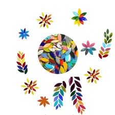 Petal Mosaic Tiles, 220PCS Hand-Cut Stained Flower Leaves Glass Tiles, Assort...