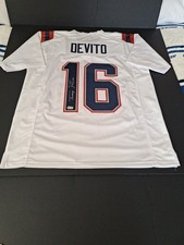 TOMMY DEVITO NEW ENGLAND PATRIOTS SIGNED CUSTOM WHITE XL JERSEY BECKETT-COA 