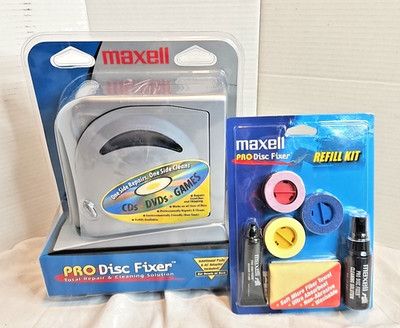 Maxell PRO-Disc Fixer DSR-1 CD DVD Game Disc Repair & Cleaning + Refill Kit