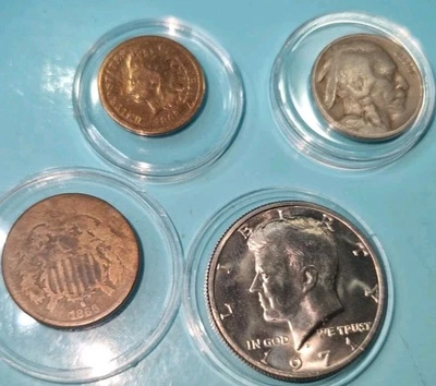 USA 2CENTS 1866,,,1CENT 1868,,5CENT 1918,,50 CENT 1971 BANKFRISCH NEU - Bild 1 von 3