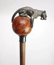 Hand-Carved Lion Wooden Walking Stick   Majestic Wooden Cane