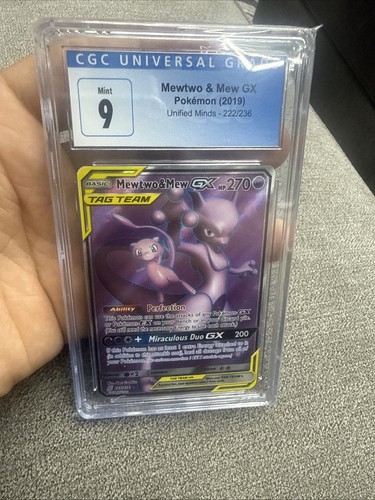 Mewtwo & Mew Gx 222/236 Sun & Moon Unified Minds Pokemon CGC 9