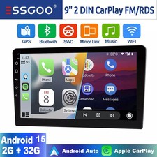 9 Inch Carplay Car Stereo Radio Bluetooth GPS NAV BT 32GB Head Unit Double 2 Din