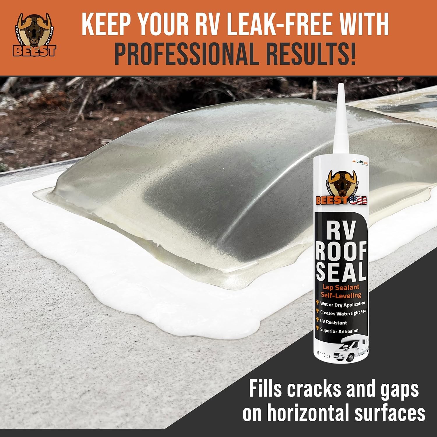 RV Roof Sealant 2 Pack Self-Leveling BEEST Waterproof Caulk Trailer Repair