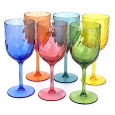 Set of 6 Unbreakable 12 oz Acrylic Plastic Wine and Water Tumbler Stackable G...