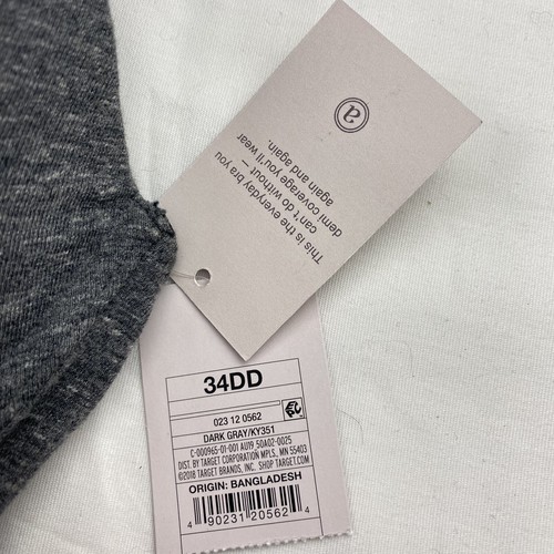 Sujetador Auden Para Mujer Algodón Todos los Días Demi 34DD Gris Oscuro Nuevo - Imagen 8 de 11
