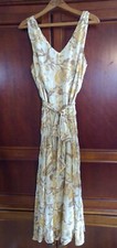 Stunning Talbots Fit & Flare Maxi Dress size10 Gold Metallic Accent Floral Lined