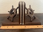 Pair of Vintage Wooden Ship Helm, Wheel, Bookends. Boat, Nautical, Yacht