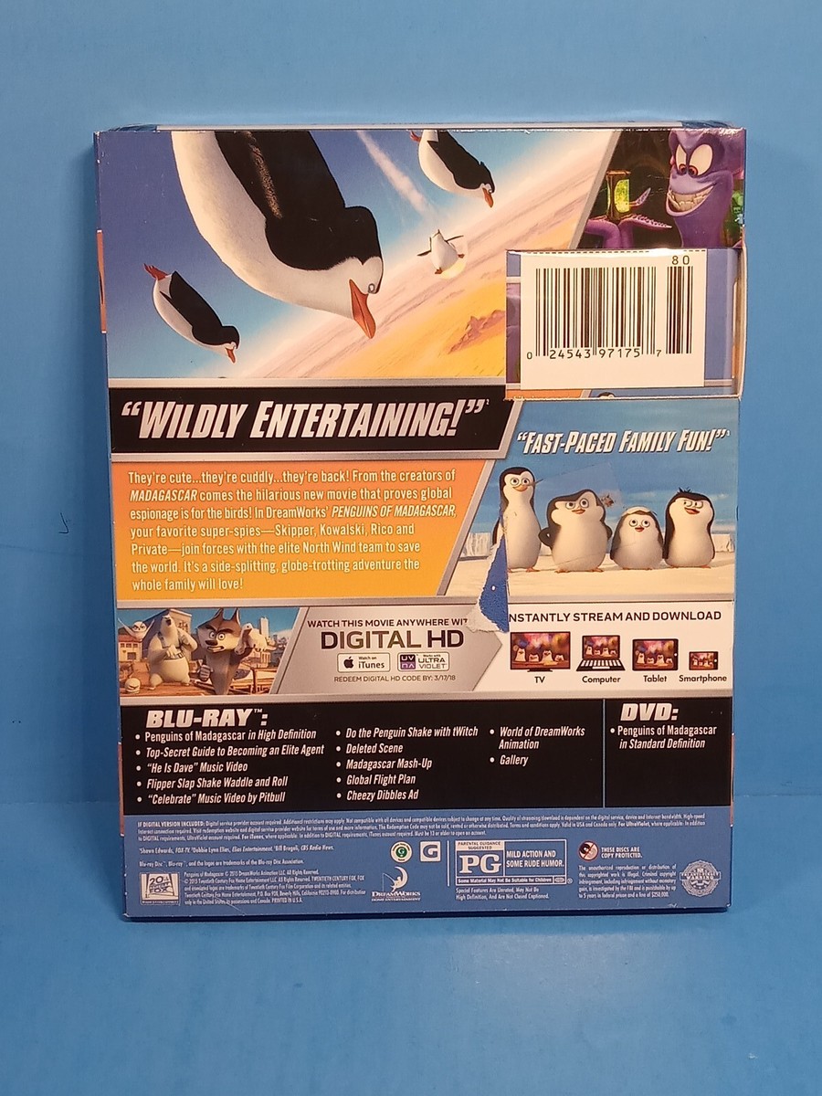 Penguins of Madagascar (2015, Blu-ray, DVD & Digital) New Sealed