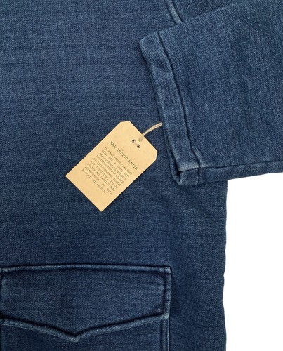 NEW Vintage Ralph Lauren RRL Indigo Sweatshirt! L Blue Naval Tie Neck Heavy - Picture 3 of 3