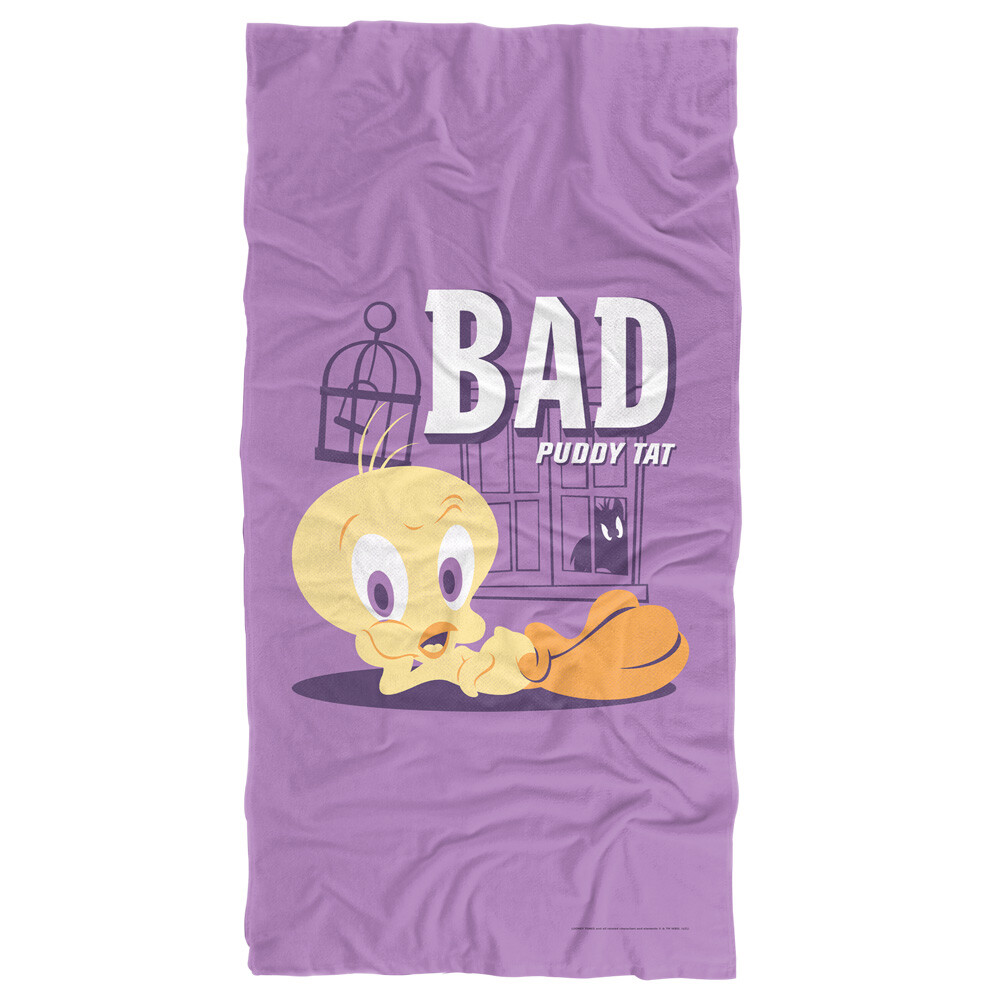 Looney Tunes Bad Puddy Tat Beach Towel 30x60 Inches Colorful Cartoon Design