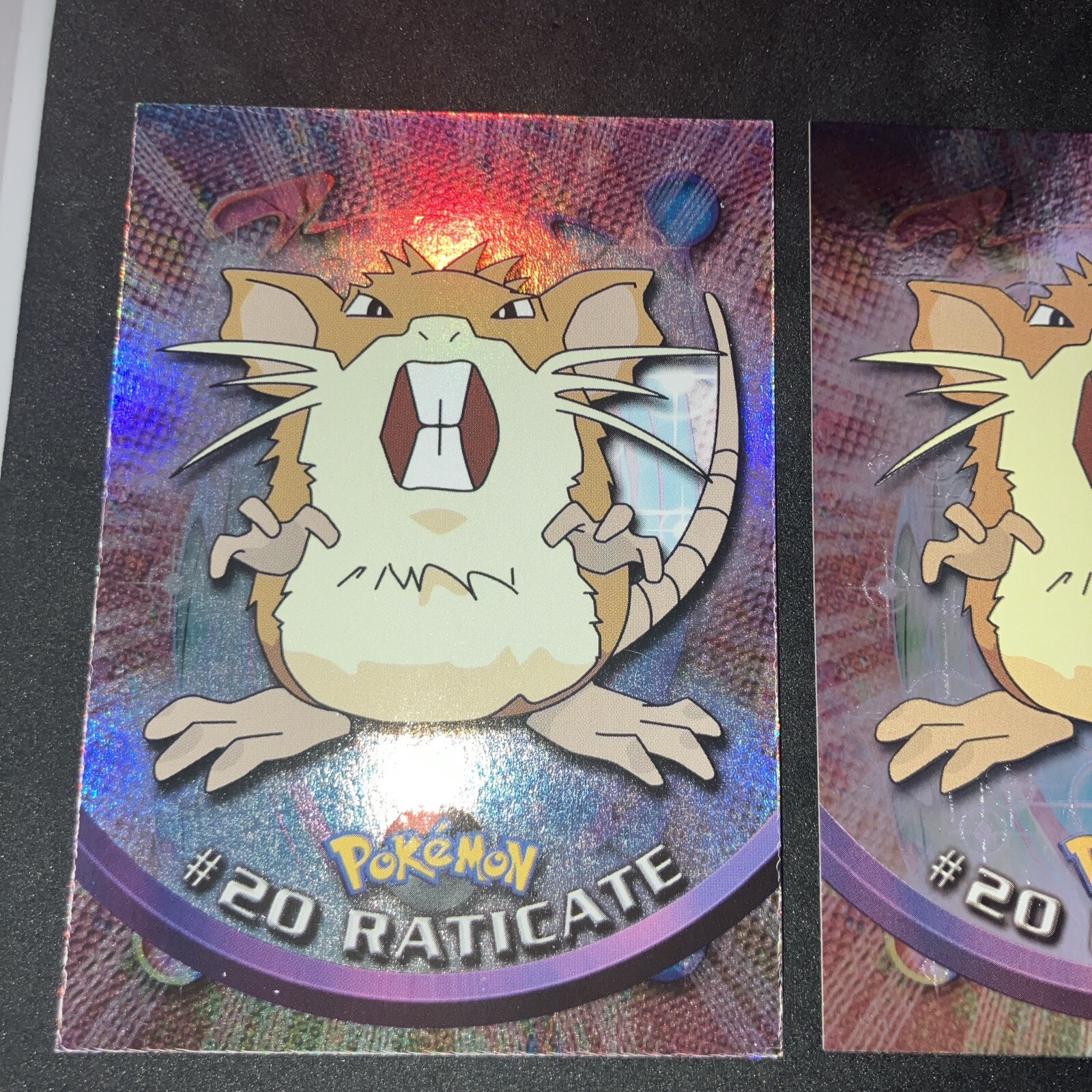 2000 Pokemon Topps Raticate Black And Blue Logo Rainbow Foil, Foil, and