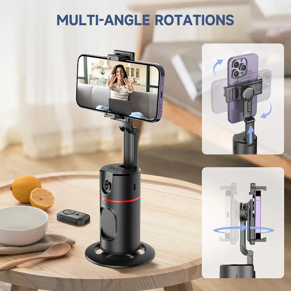 Auto Face Tracking Tripod with Remote 360° Rotation Tracking Phone Holder Stand - Image 4 of 4