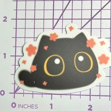 Black Cat FLOWER POWER - Mystery Black Cat - Vinyl Decal Sticker Bomb Kawaii
