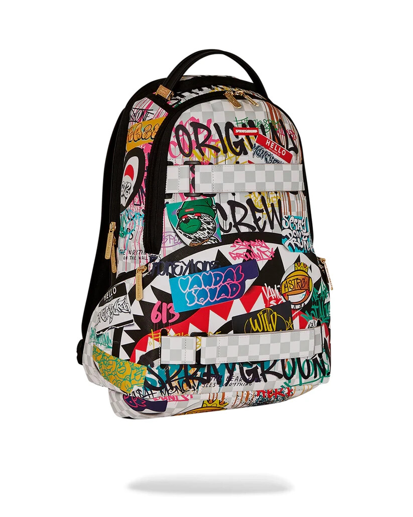 Sprayground Create Another Day Skateboard Strap Backpack - White