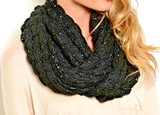 Scarf Infinity 15 in x 60 in Black Sequin Soft Lightweight Many Ways to Wear NWT
