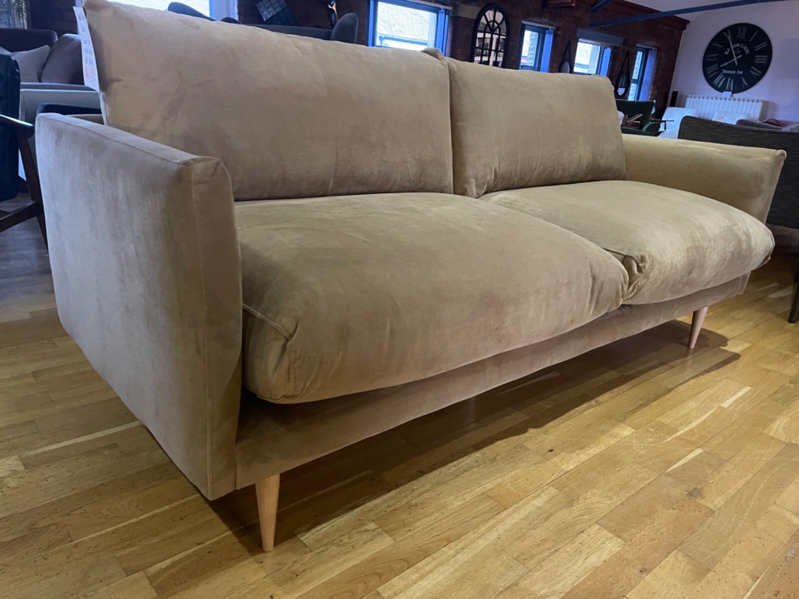 Luna Swoon Editions 3 seater slim sofa in plush biscuit velvet fabric