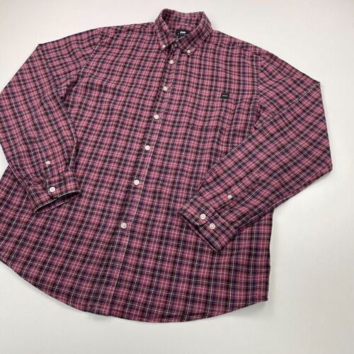 Edwin STANDARD Shirt Men’s Large Red Check Long Sleeve Button Down Flannel - Picture 4 of 14