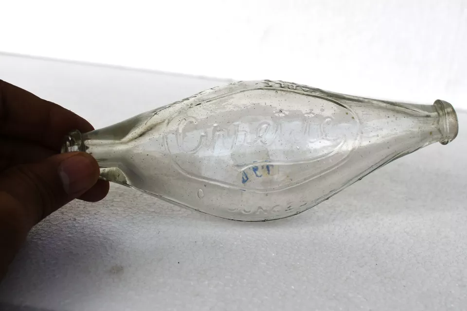 Vintage Griplight Latte Bottiglia Bambino Nutrimento Doppio Punta Banana Vetro - Immagine 2 di 4