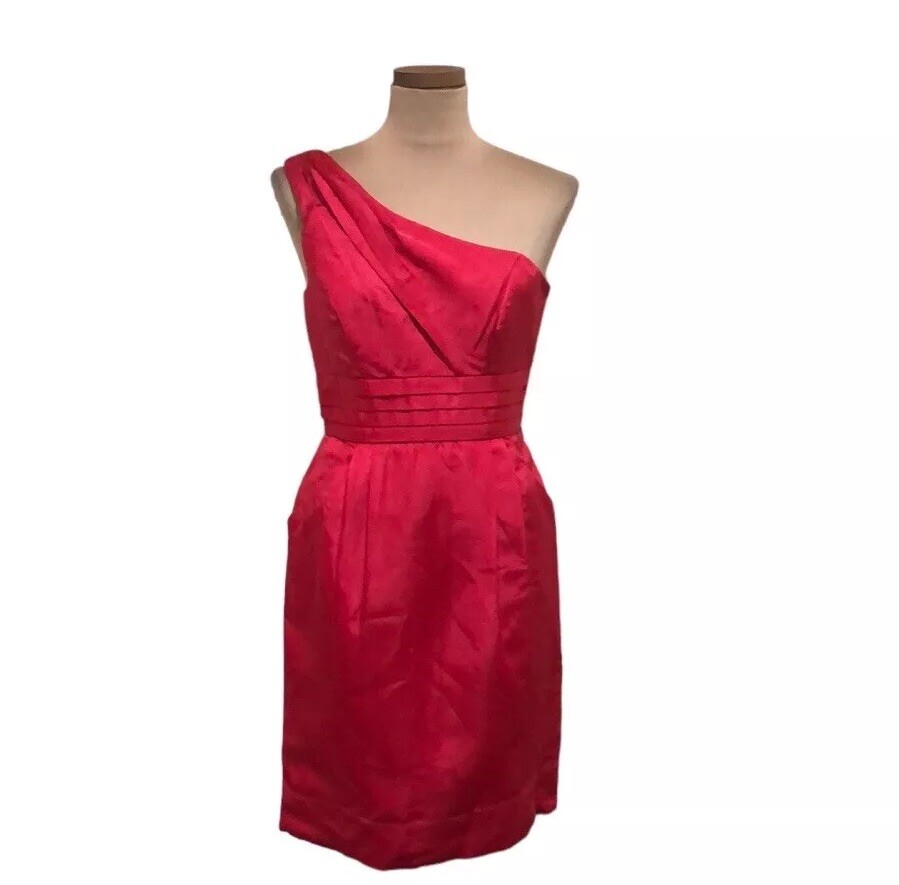 Cyan by Shoshanna Dress Size 4 Hot Pink One Shoulder Pleated Cocktail Cyan by Shoshanna Dress Size 4 Hot Pink One Shoulder Pleated Cocktail