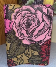 MCM Unused Recipe Binder Tapestry Vinyl Print Big Roses, 7"x5"x1.5"